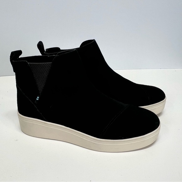 TOM’S Black suede high top platform sneakers size 9 - Picture 2 of 9